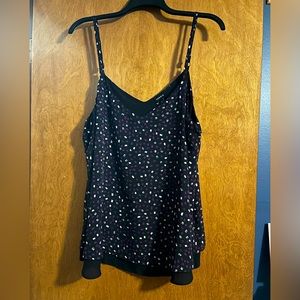 Torrid Black Adjustable Tank/Cami with Purple and White Accents Sz 2